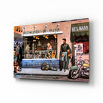 Marilyn Elvis Humphrey Store glass wall art in a modern home cinema