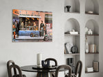 Retro glass print bringing Americana edge to a designer office