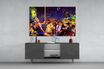 Marilyn Humphrey Theme Park glass wall art catching light to reveal its painted Ferris wheel