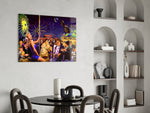 Retro glass print bringing carnival edge to a designer office