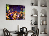 Retro glass print bringing carnival edge to a designer office