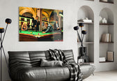 Pool artwork styled in a high-end bar interior