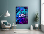 Cash artwork styled in a man cave interior