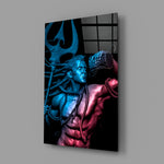 Sacred art panel anchoring a yoga studio wall