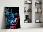 Sacred panel against a moody dark-painted accent wall