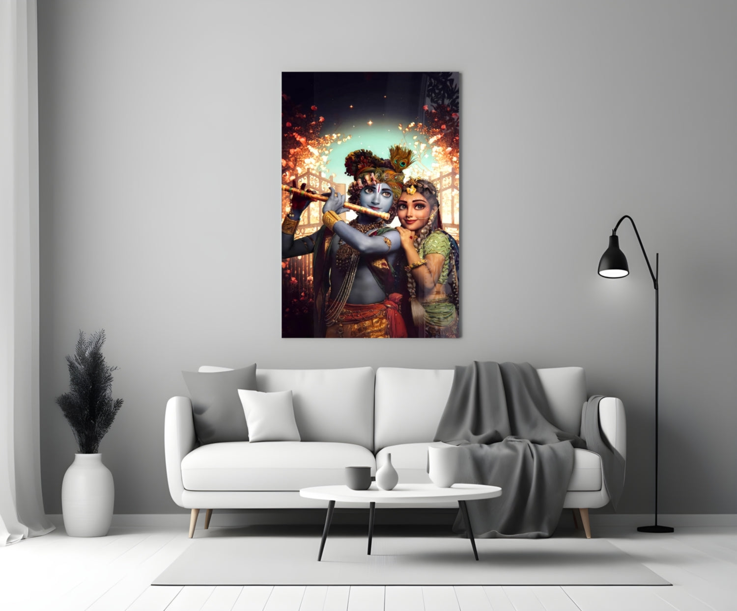 Krishna and Radha Glass Wall Art.