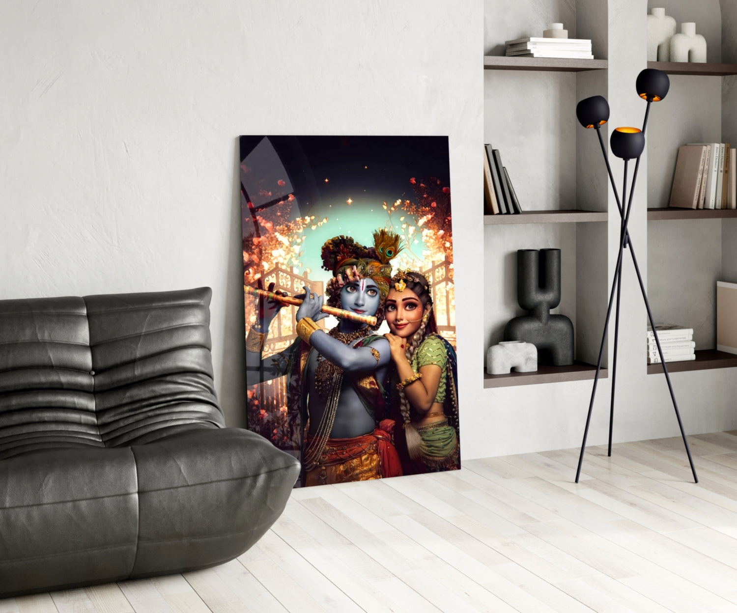 Krishna and Radha Glass Wall Art.