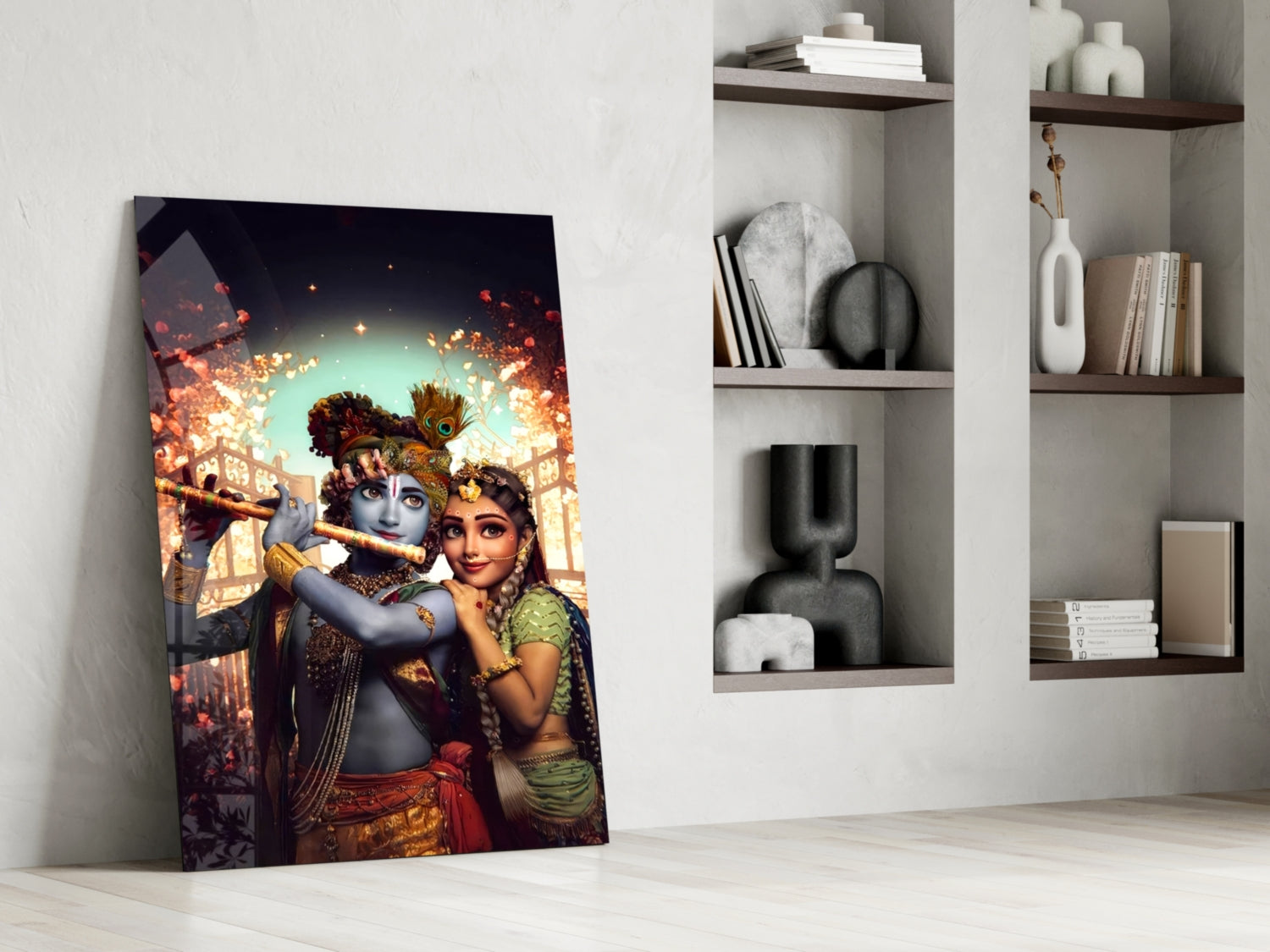 Krishna and Radha Glass Wall Art.