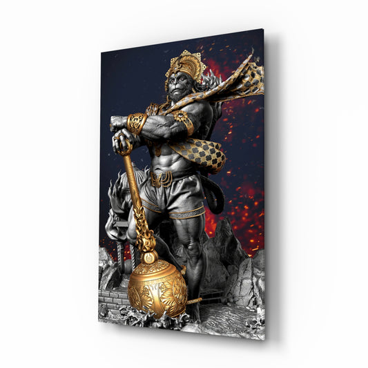 Ape King glass wall art in a modern meditation room