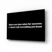 Two Rules for Success glass wall art in a modern home office