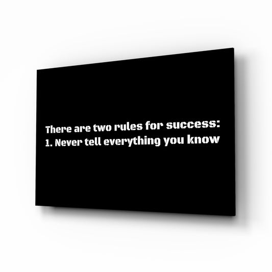 Two Rules for Success glass wall art in a modern home office