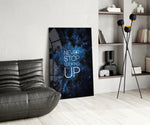 Motivational glass print bringing stargazing edge to a meditation room
