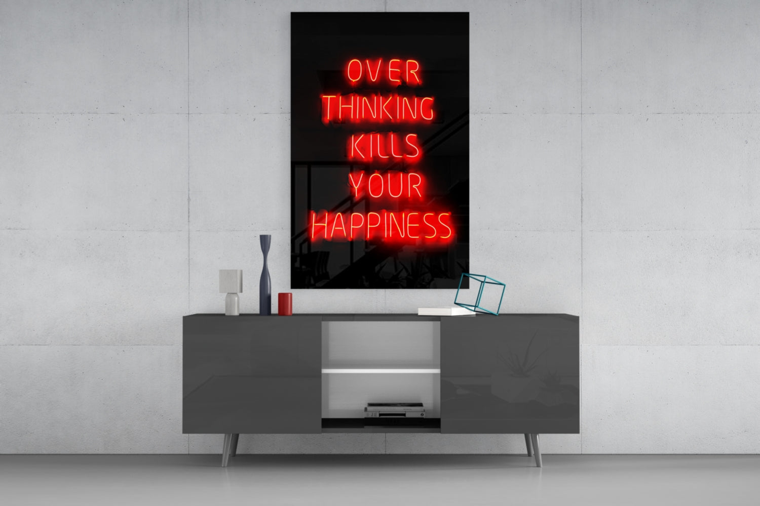 Over Thinking Glass Wall Art.