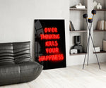 Motivational glass print bringing neon edge to a designer office