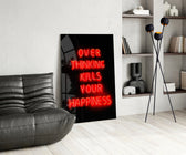 Motivational glass print bringing neon edge to a designer office