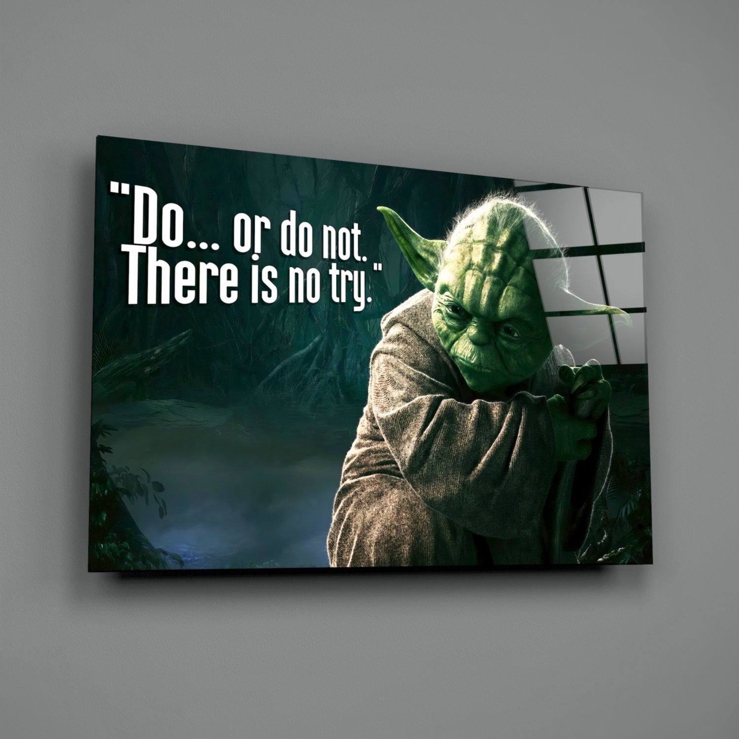 Words of Yoda Glass Wall Art.