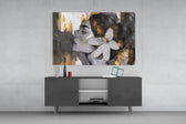 Gipsy Beauty glass wall art catching light to reveal its painted gold