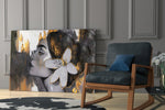 Surreal yatay panel against a warm-cream painted accent wall