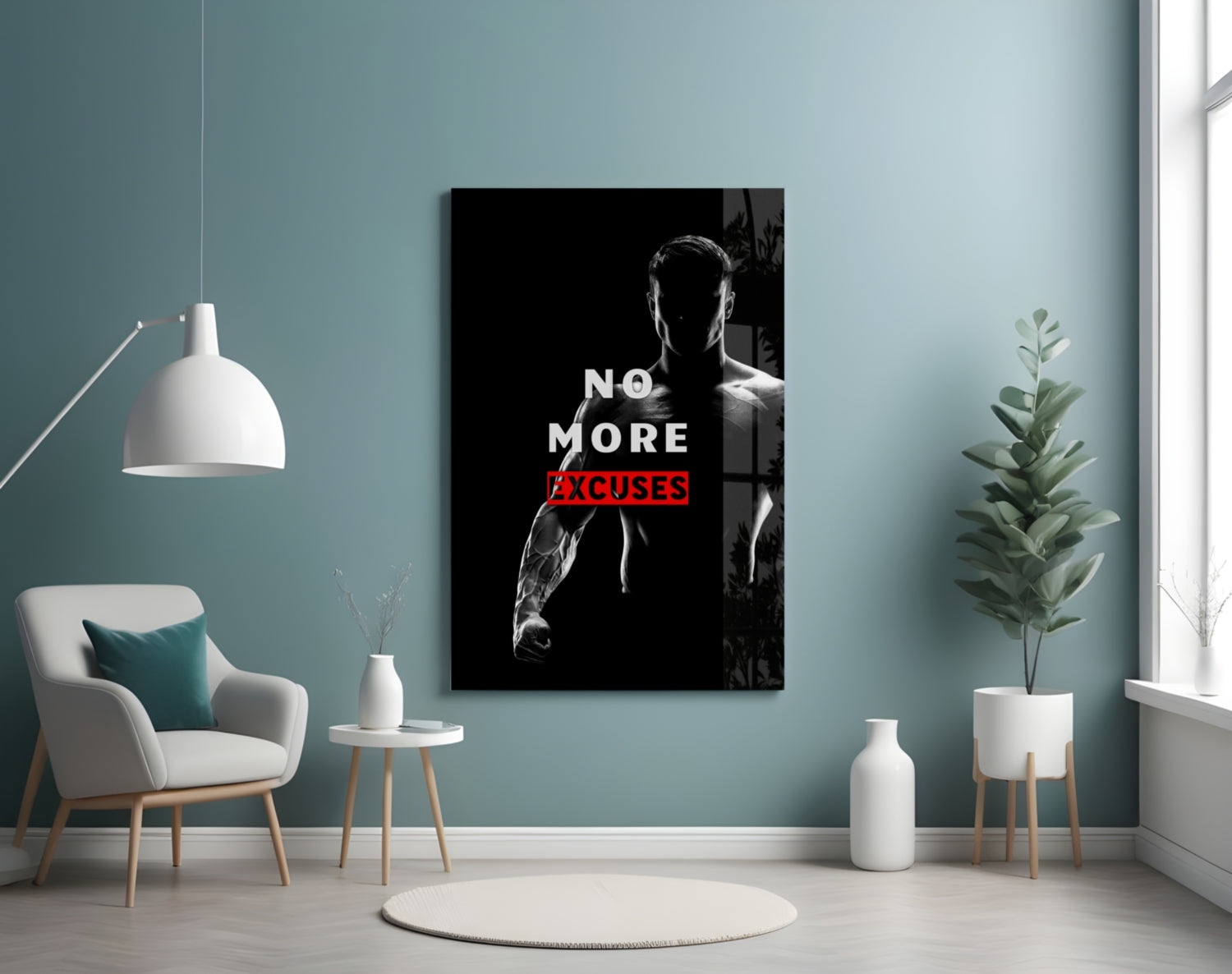 No More Excuses Glass Wall Art.