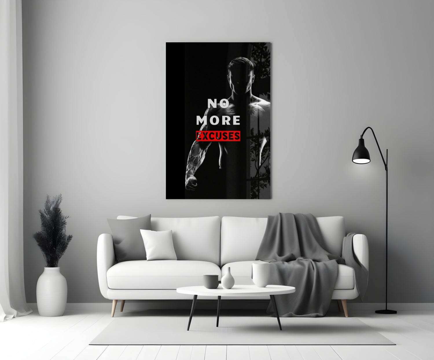 No More Excuses Glass Wall Art.