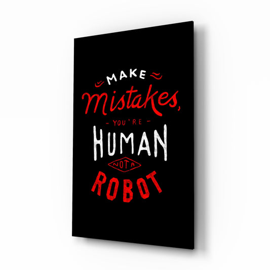 Make Mistakes glass wall art in a modern home office
