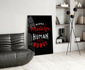 Motivational glass print bringing humanist edge to a study