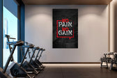 No Pain No Gain glass wall art catching light to reveal its painted bubble