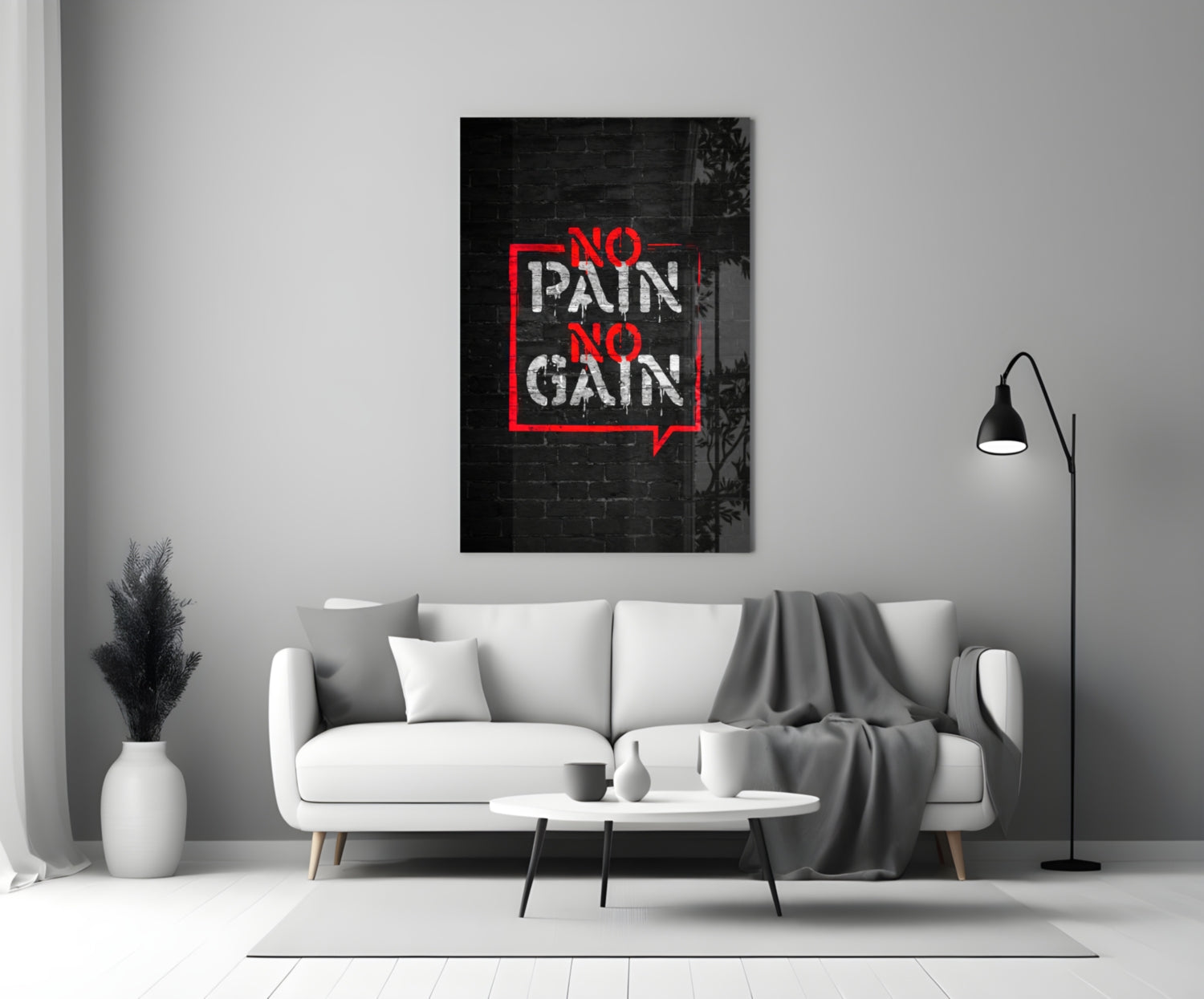 No Pain No Gain Glass Wall Art.