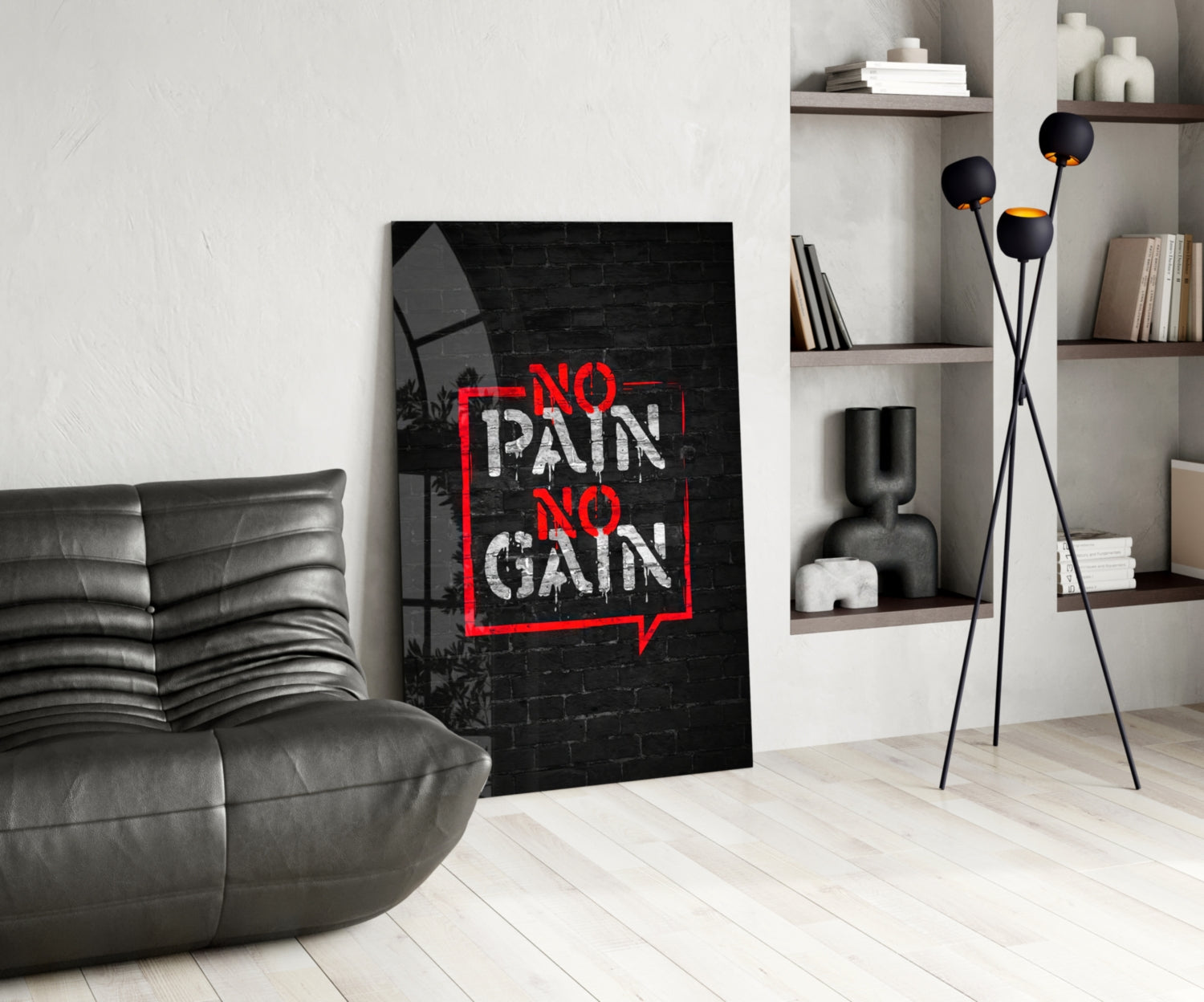 No Pain No Gain Glass Wall Art.