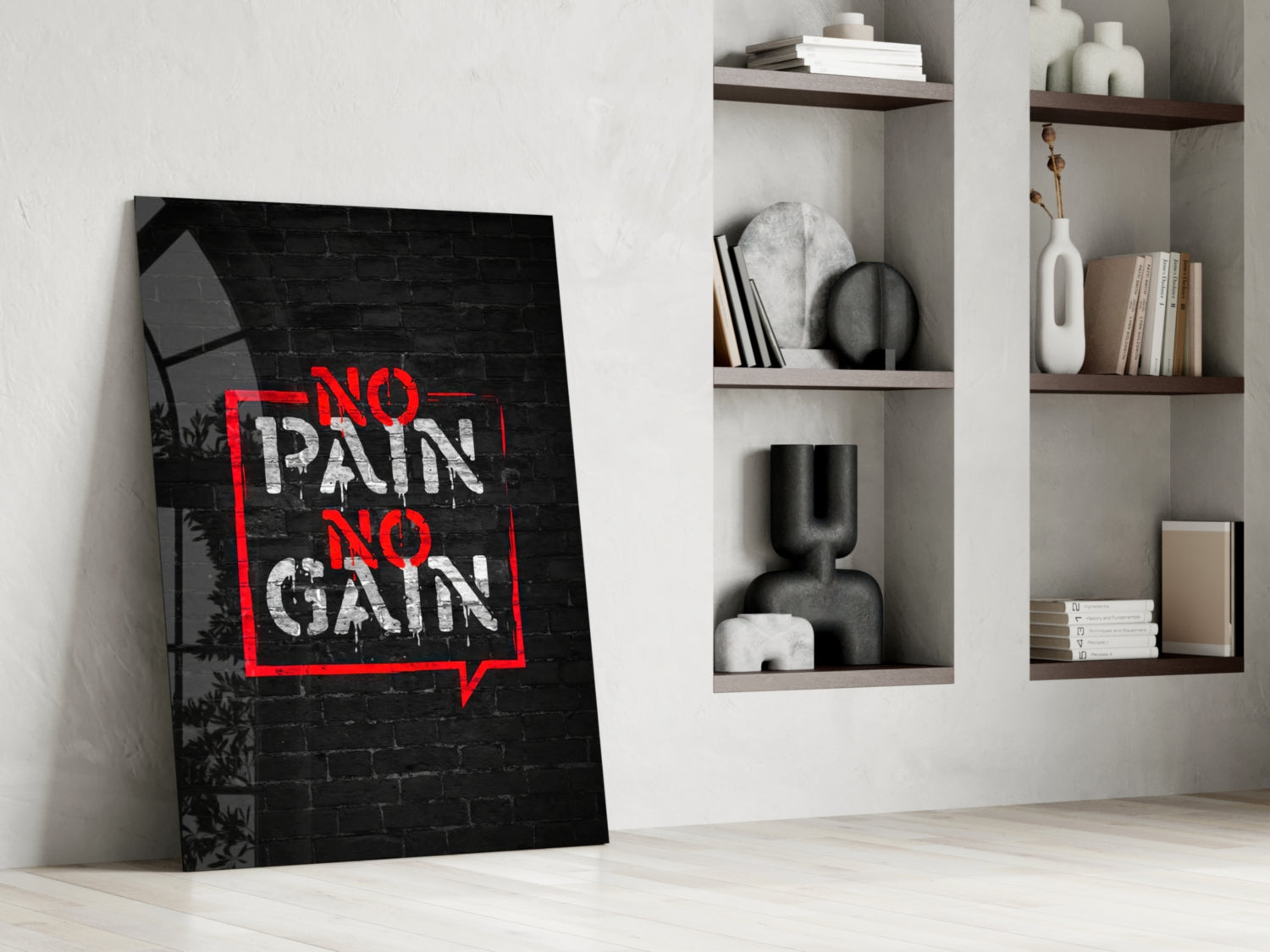 No Pain No Gain Glass Wall Art.
