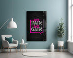 No Pain No Gain artwork styled in a teen's bedroom interior