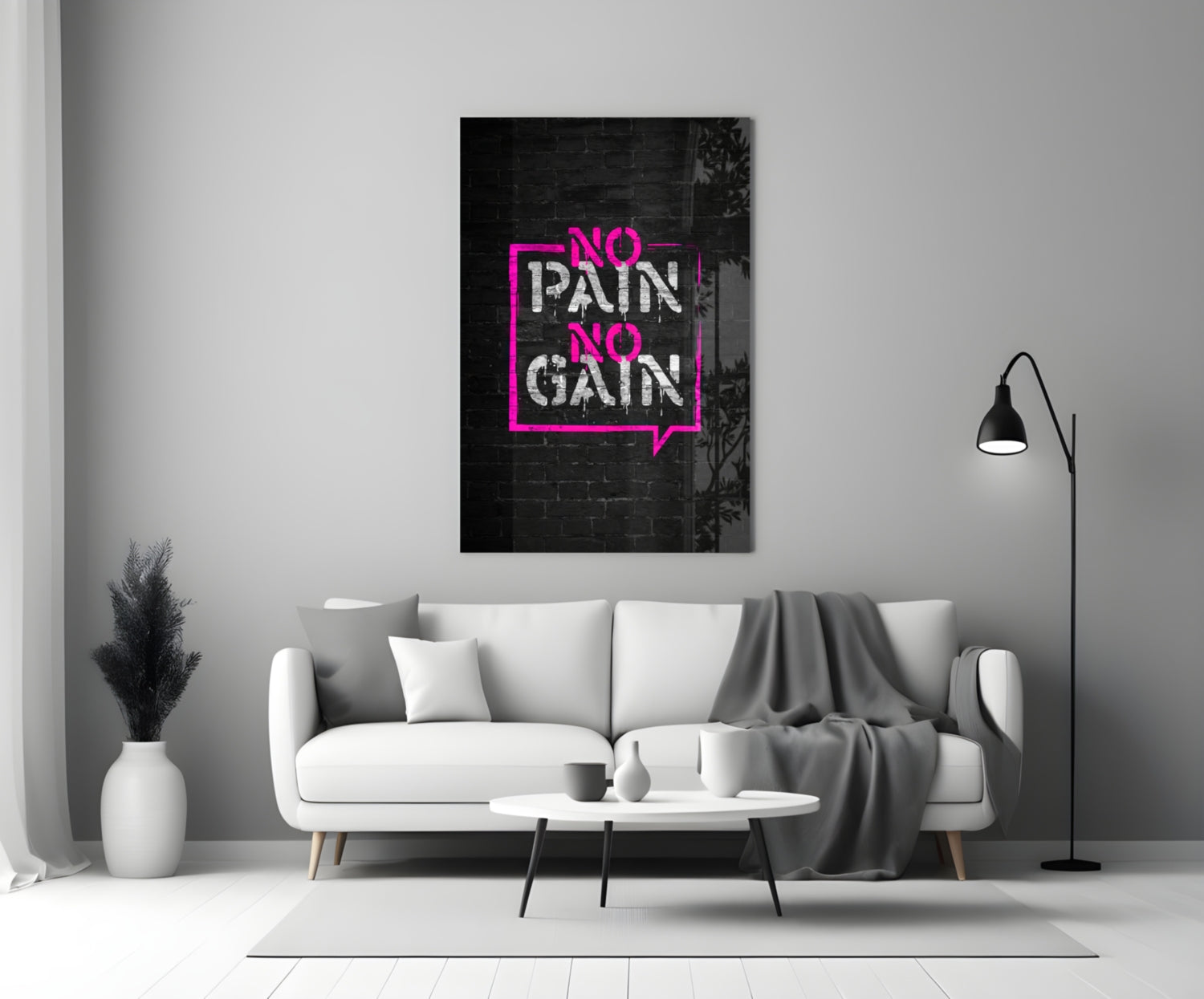 No Pain No Gain Glass Wall Art.