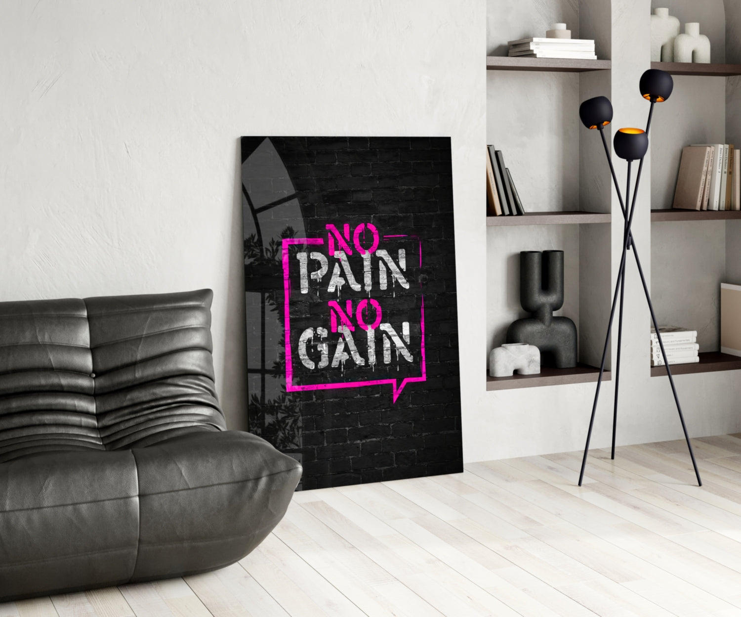 No Pain No Gain Glass Wall Art.