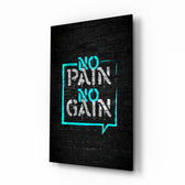 No Pain No Gain glass wall art in a modern home gym