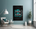 No Pain No Gain artwork styled in a teen's bedroom interior