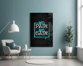 No Pain No Gain artwork styled in a teen's bedroom interior