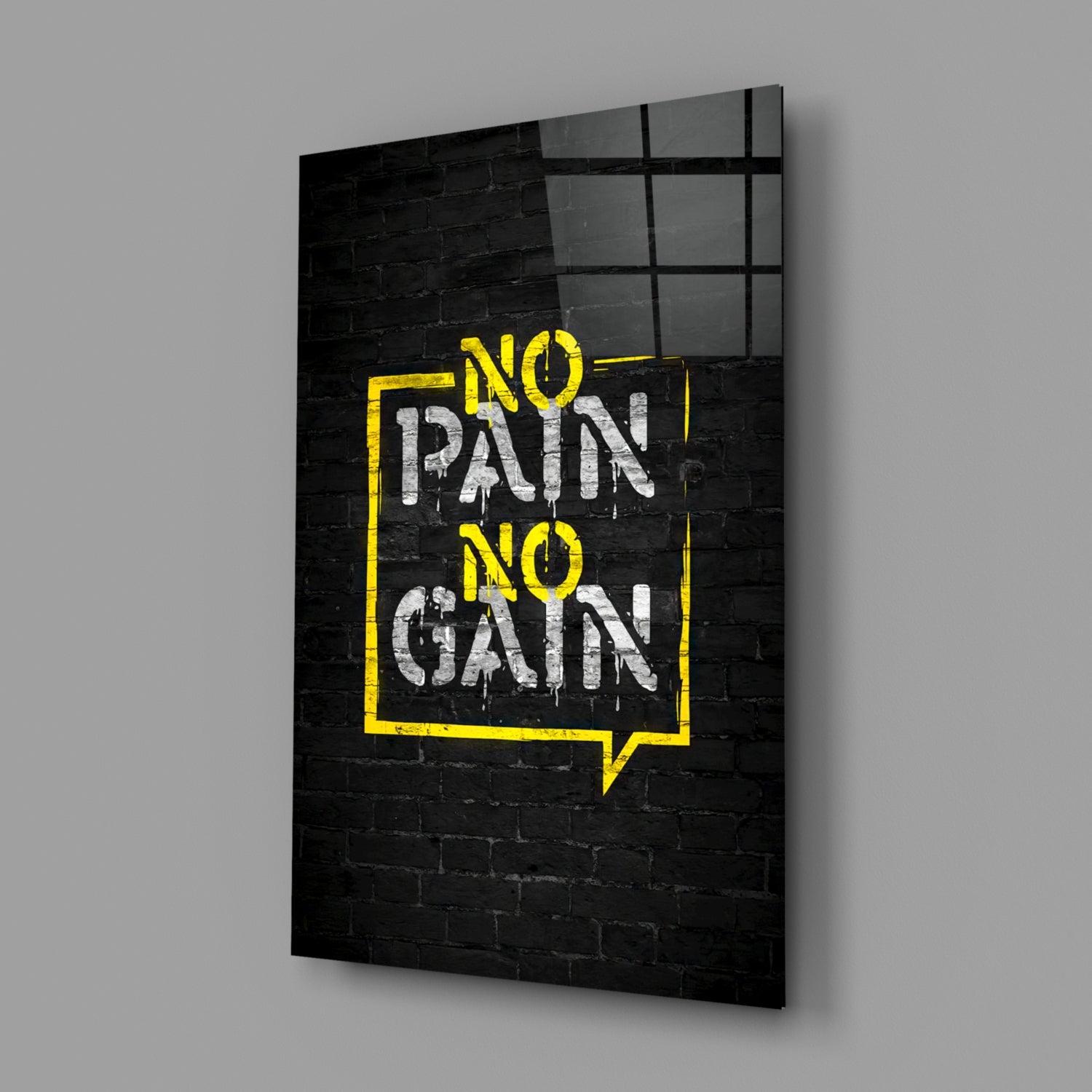 No Pain No Gain Glass Wall Art.