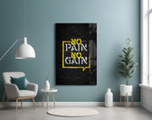 No Pain No Gain artwork styled in a teen's bedroom interior