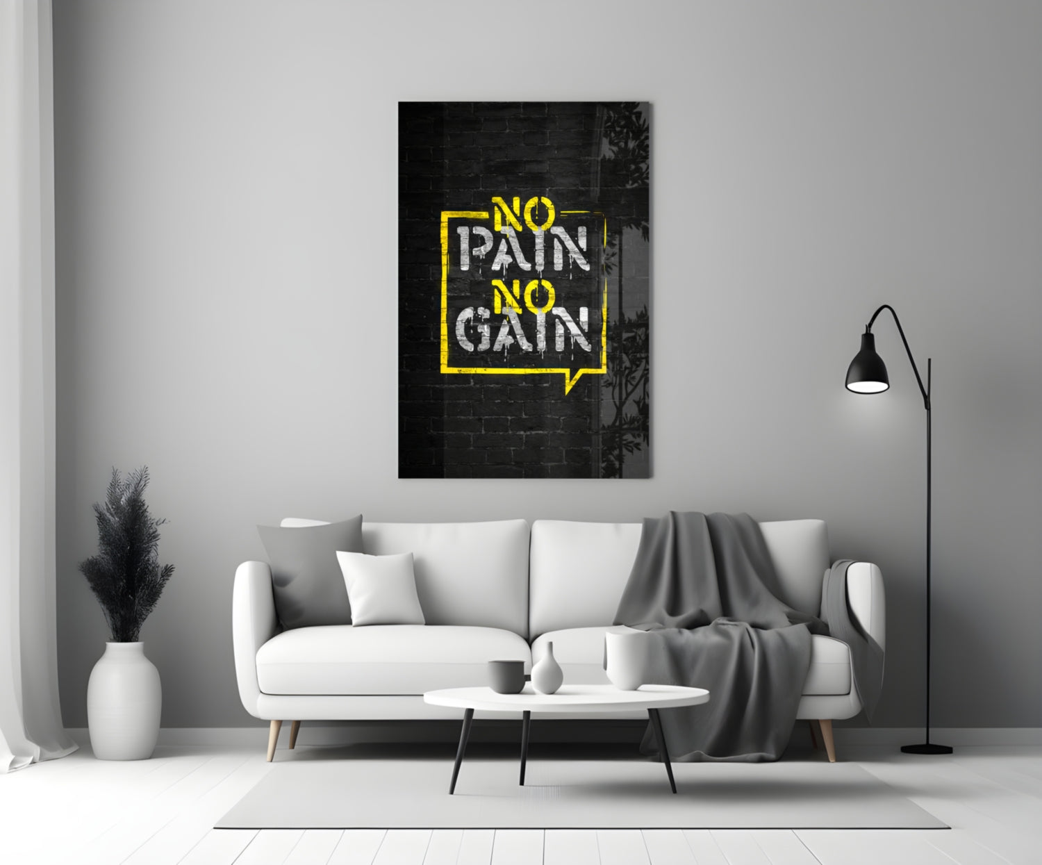 No Pain No Gain Glass Wall Art.