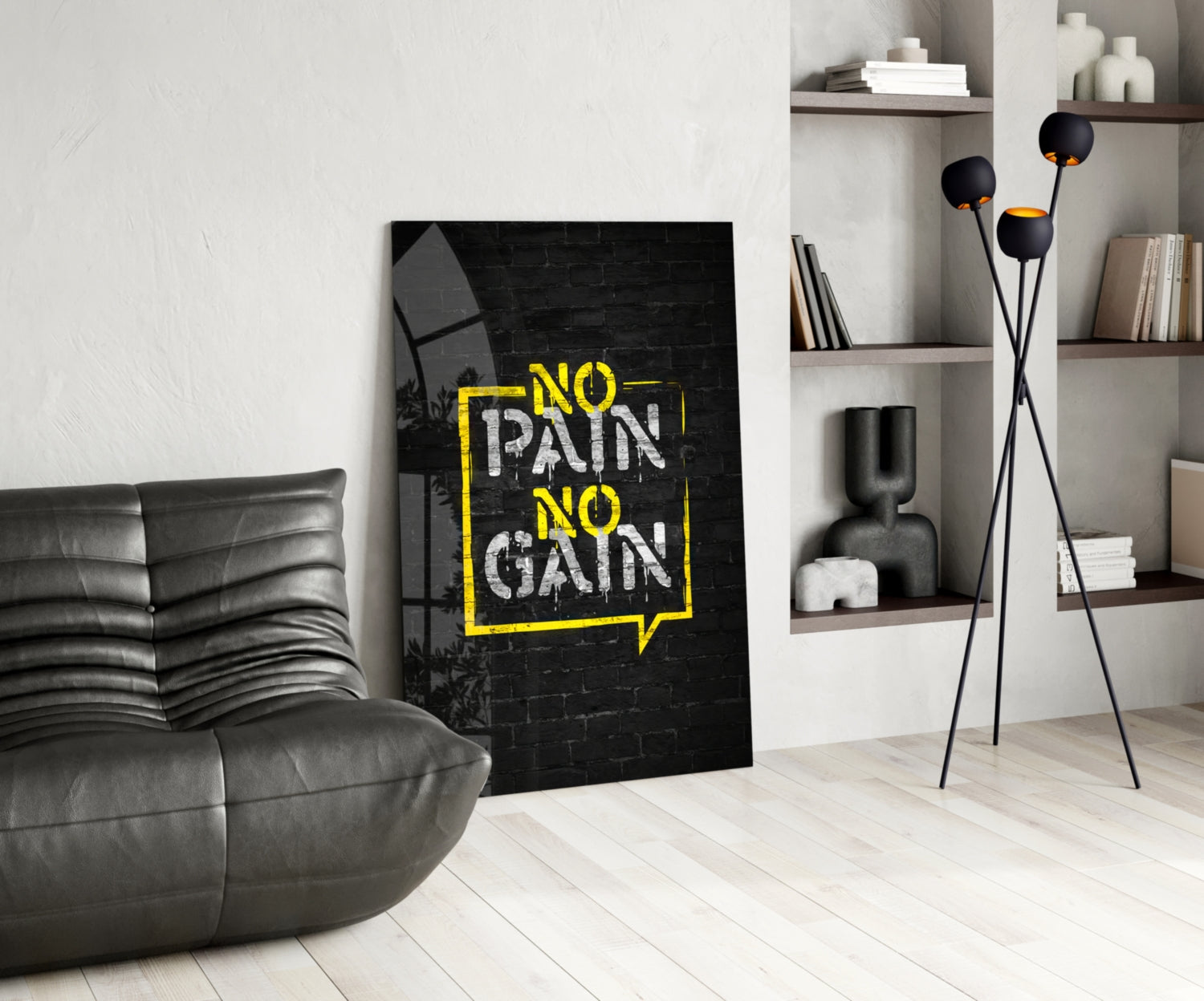 No Pain No Gain Glass Wall Art.