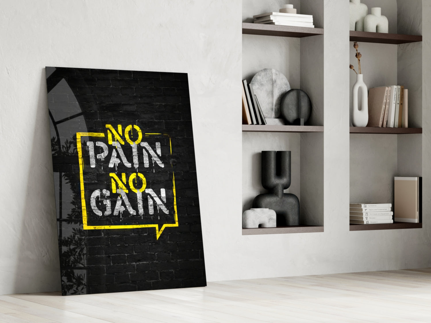No Pain No Gain Glass Wall Art.