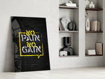 Graffiti panel against a moody dark-painted accent wall