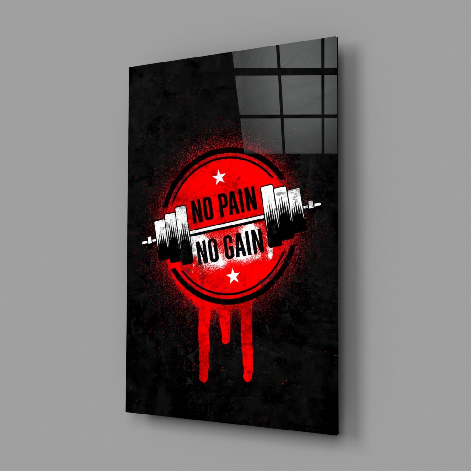 No Pain No Gain Glass Wall Art.