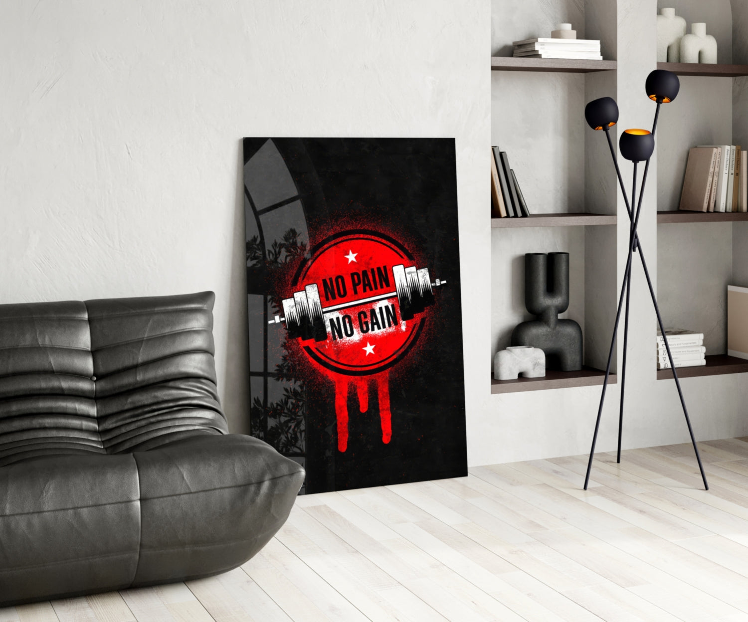 No Pain No Gain Glass Wall Art.