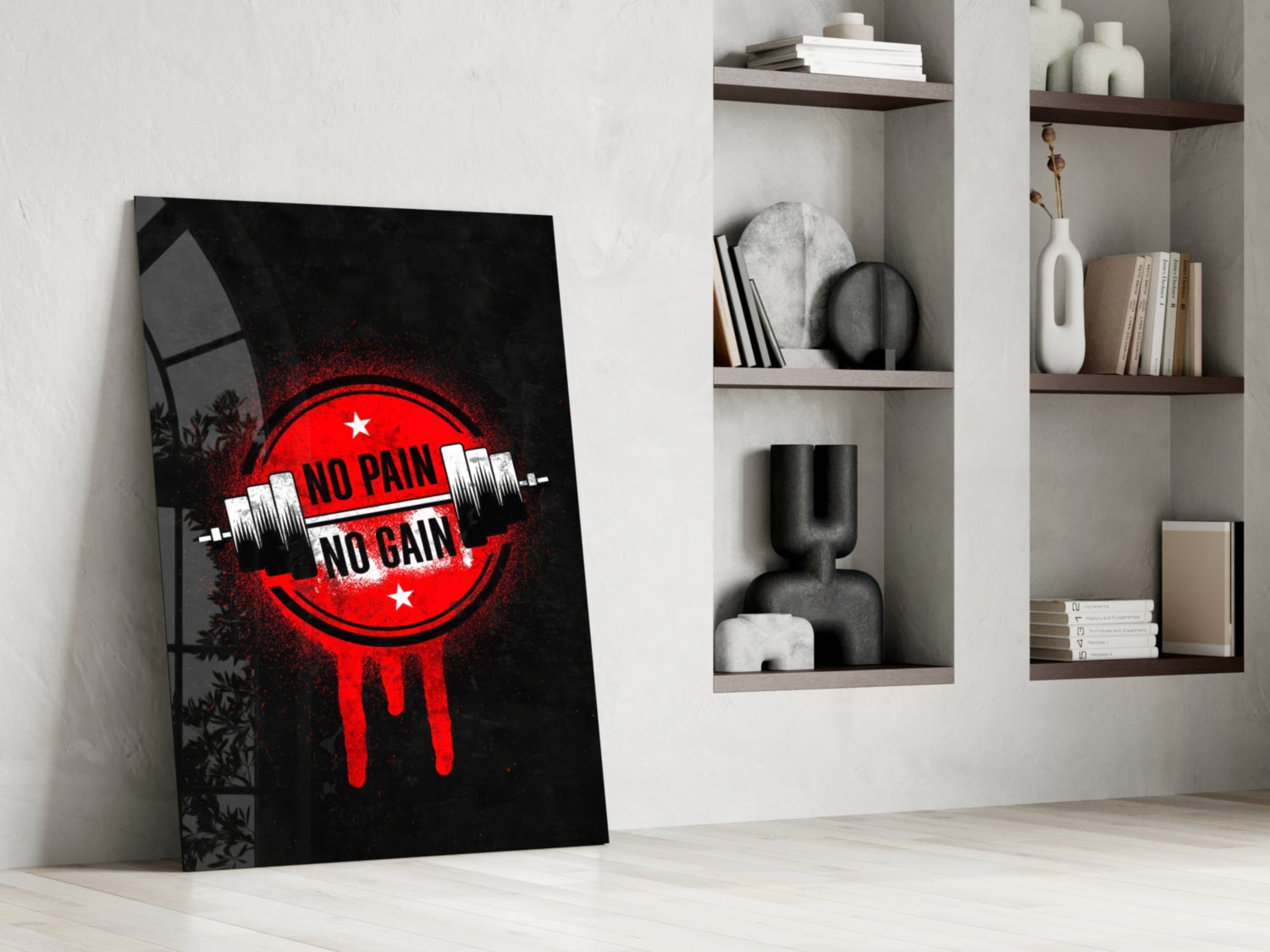 No Pain No Gain Glass Wall Art.