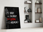 Gym panel against a moody dark-painted accent wall