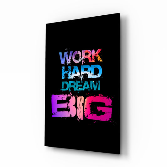 Dream Big glass wall art in a modern home office