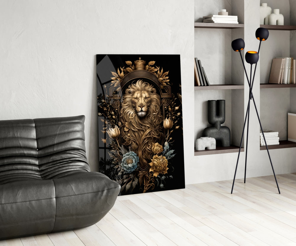 Baroque glass print bringing regal edge to a designer office