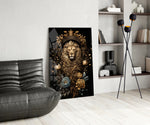 Baroque glass print bringing regal edge to a designer office