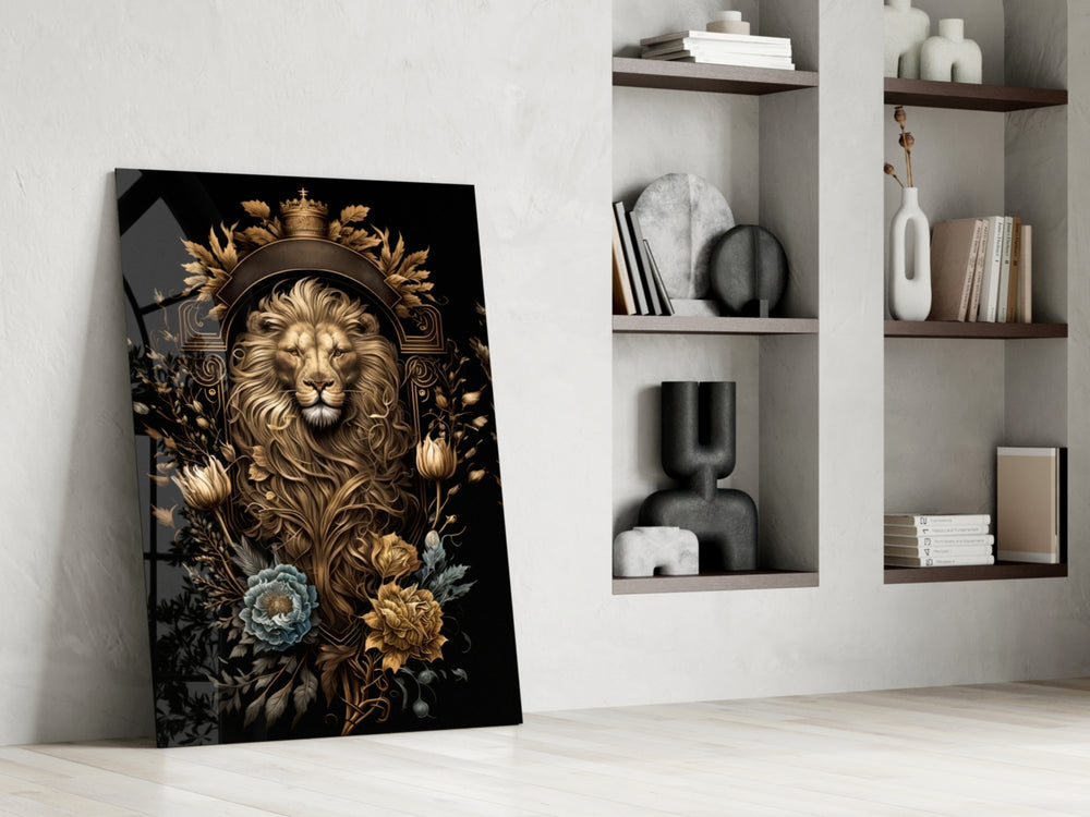 Baroque panel against a moody dark-painted accent wall